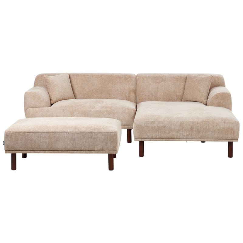Hjørnesofa med fodskammel Holt, Beige, brun/Polyester