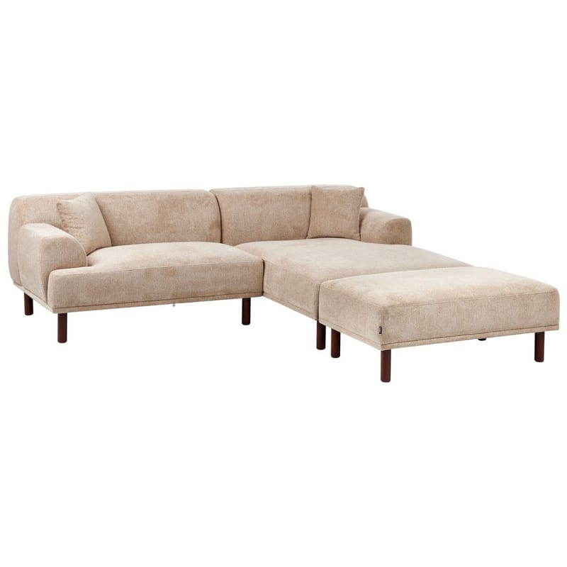Hjørnesofa med fodskammel Holt - Beige, brun/Polyester - Møbler - Sofaer - Hjørnesofa - Hjørnesofa med chaiselong
