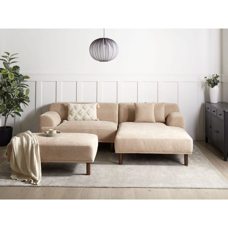 Hjørnesofa med fodskammel Holt - Beige, brun/Polyester - Møbler - Sofaer - Hjørnesofa - Hjørnesofa med chaiselong