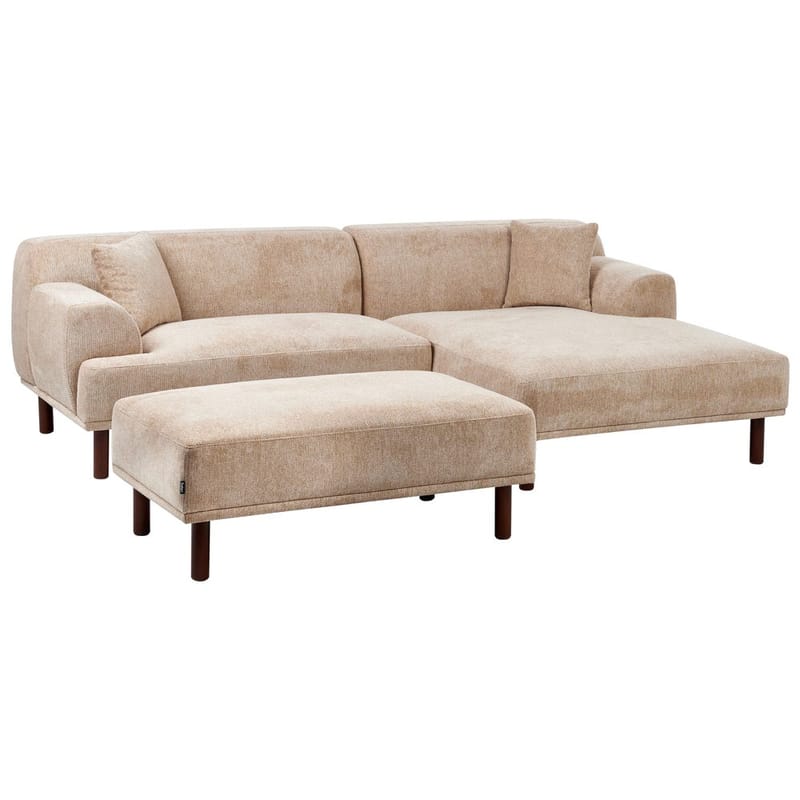 Hjørnesofa med fodskammel Holt - Beige, brun/Polyester - Møbler - Sofaer - Hjørnesofa - Hjørnesofa med chaiselong