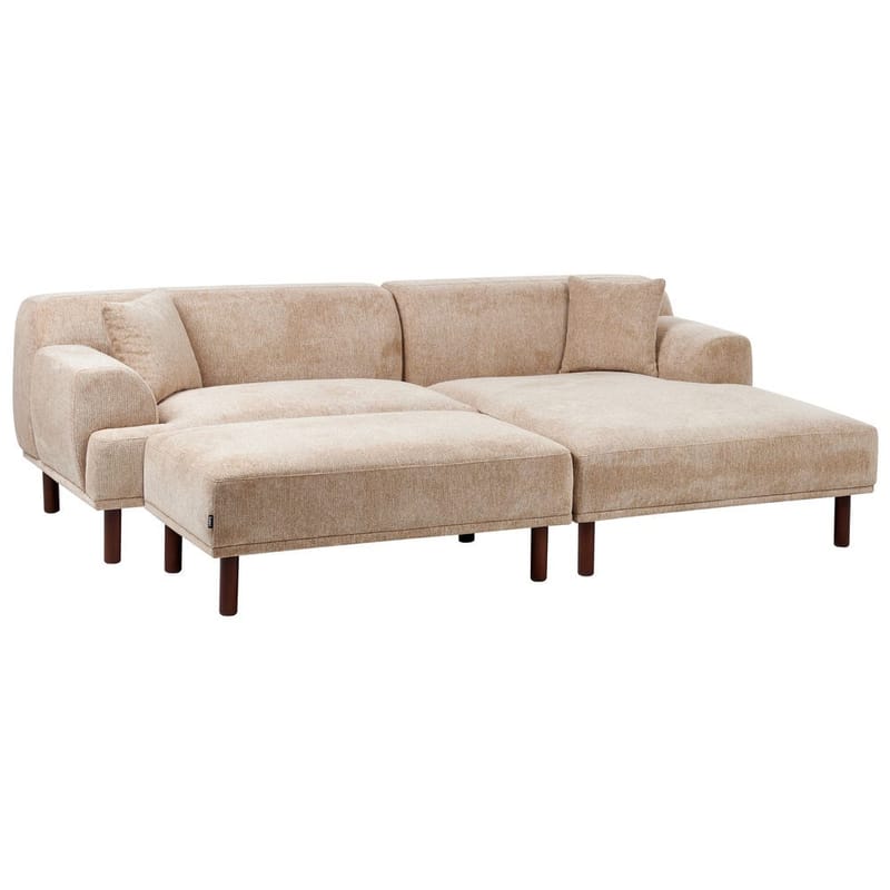 Hjørnesofa med fodskammel Holt - Beige, brun/Polyester - Møbler - Sofaer - Hjørnesofa - Hjørnesofa med chaiselong