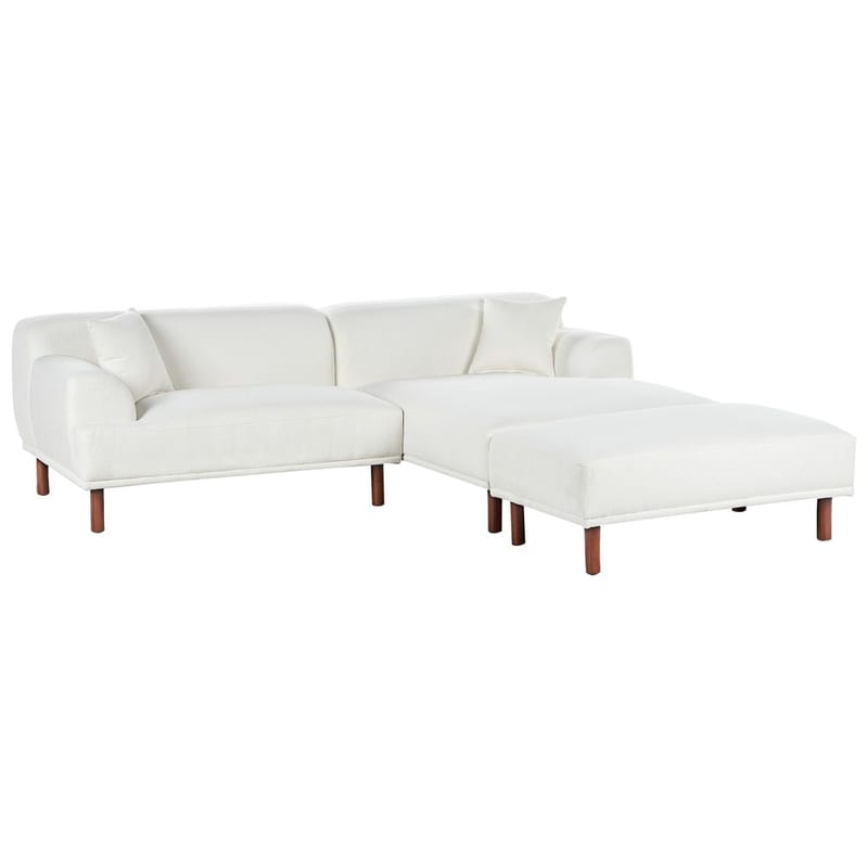 Hjørnesofa med fodskammel Holt - Hvid, brun/Bouclé - Møbler - Sofaer - Hjørnesofa - Hjørnesofa med chaiselong