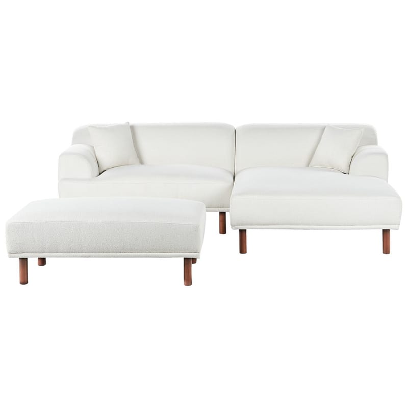 Hjørnesofa med fodskammel Holt - Hvid, brun/Bouclé - Møbler - Sofaer - Hjørnesofa - Hjørnesofa med chaiselong