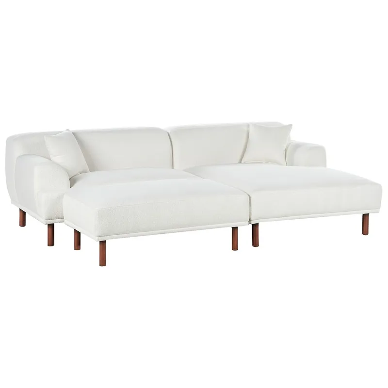 Hjørnesofa med fodskammel Holt - Hvid, brun/Bouclé - Møbler - Sofaer - Hjørnesofa - Hjørnesofa med chaiselong