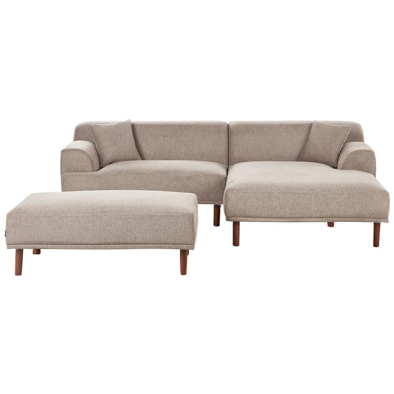Hjørnesofa med fodskammel Holt, Taupe, brun/Polyester