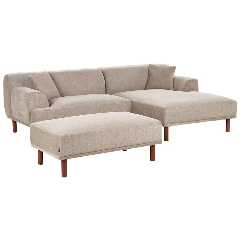Hjørnesofa med fodskammel Holt - Taupe, brun/Polyester - Møbler - Sofaer - Hjørnesofa - Hjørnesofa med chaiselong