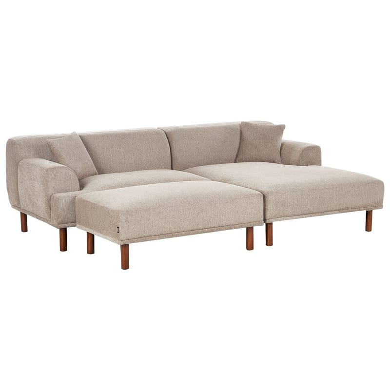 Hjørnesofa med fodskammel Holt - Taupe, brun/Polyester - Møbler - Sofaer - Hjørnesofa - Hjørnesofa med chaiselong