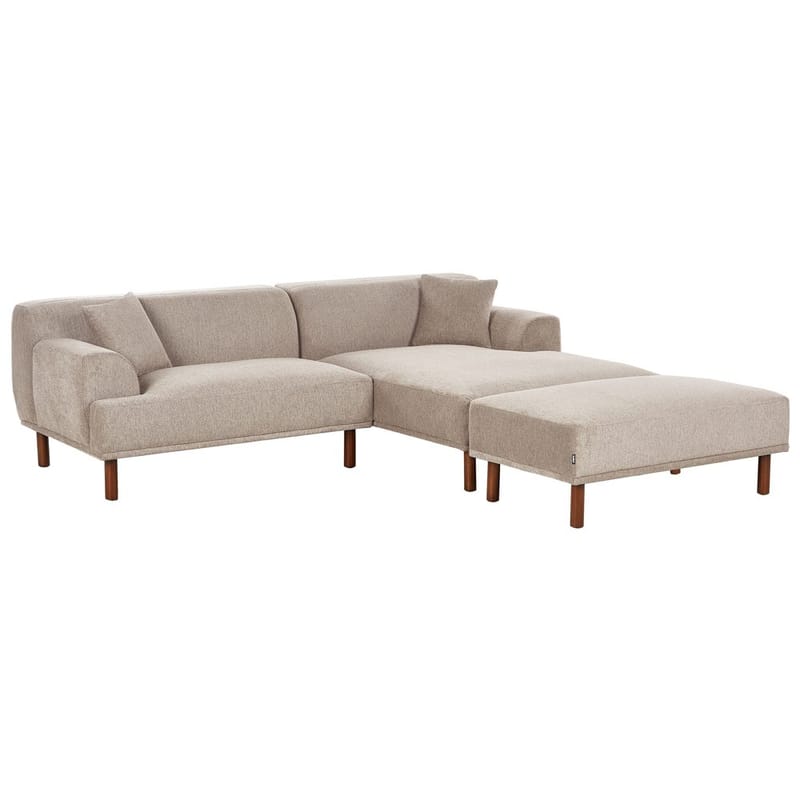 Hjørnesofa med fodskammel Holt - Taupe, brun/Polyester - Møbler - Sofaer - Hjørnesofa - Hjørnesofa med chaiselong