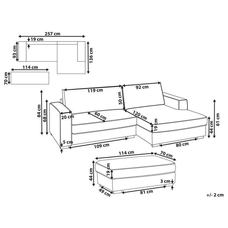 Hjørnesofa med fodskammel Renders - Beige - Møbler - Sofaer - Hjørnesofa - Hjørnesofa med chaiselong