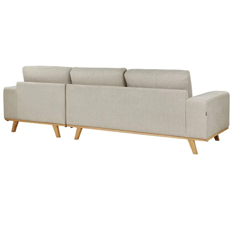 Hjørnesofa Nora - Beige, lyst træ/Venstrevendt - Møbler - Sofaer - Hjørnesofa - Hjørnesofa med chaiselong