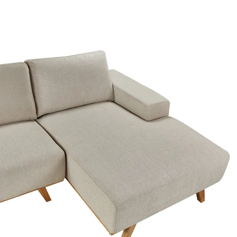 Hjørnesofa Nora - Beige, lyst træ/Venstrevendt - Møbler - Sofaer - Hjørnesofa - Hjørnesofa med chaiselong