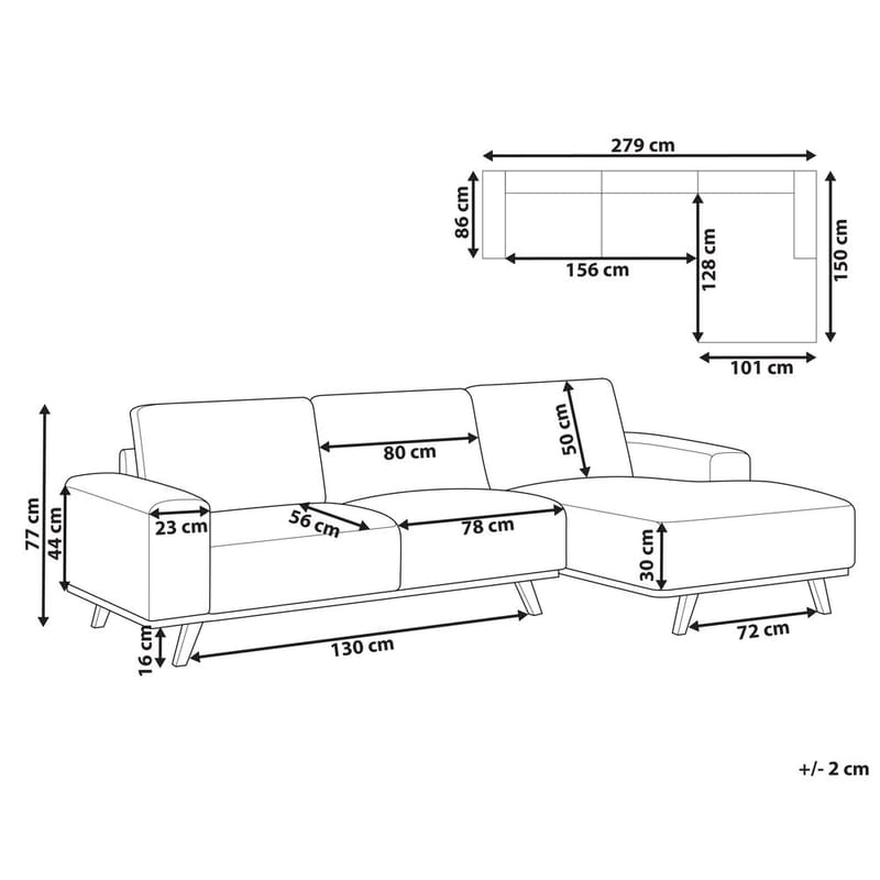Hjørnesofa Nora - Beige, lyst træ/Venstrevendt - Møbler - Sofaer - Hjørnesofa