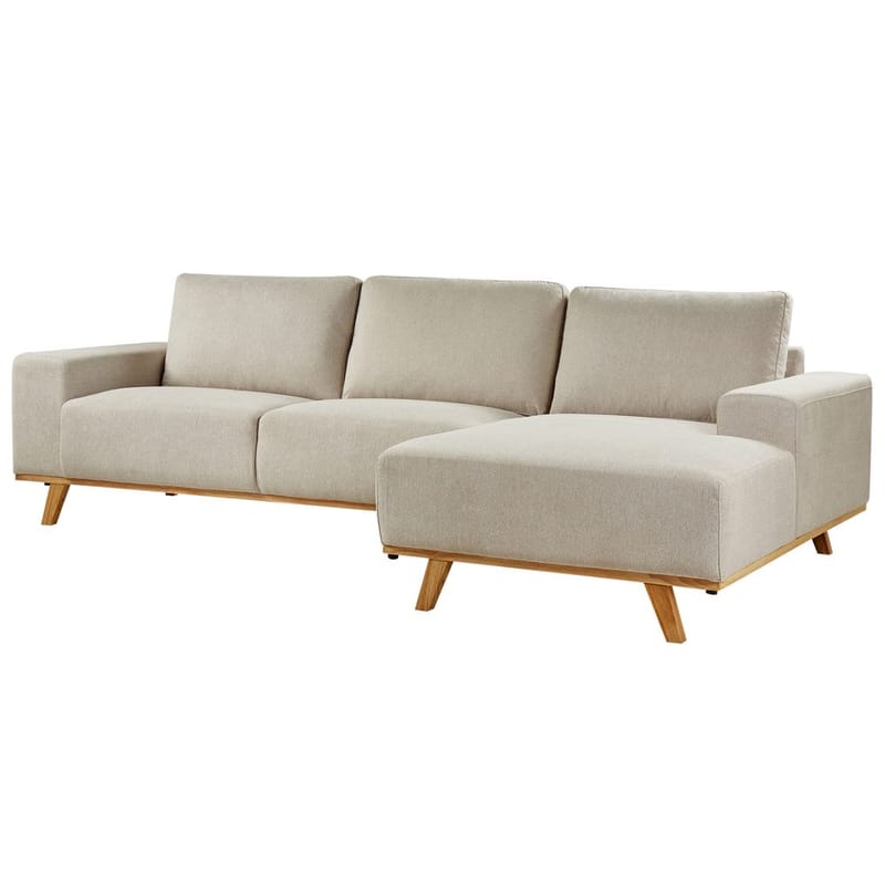 Hjørnesofa Nora - Beige, lyst træ/Venstrevendt - Møbler - Sofaer - Hjørnesofa