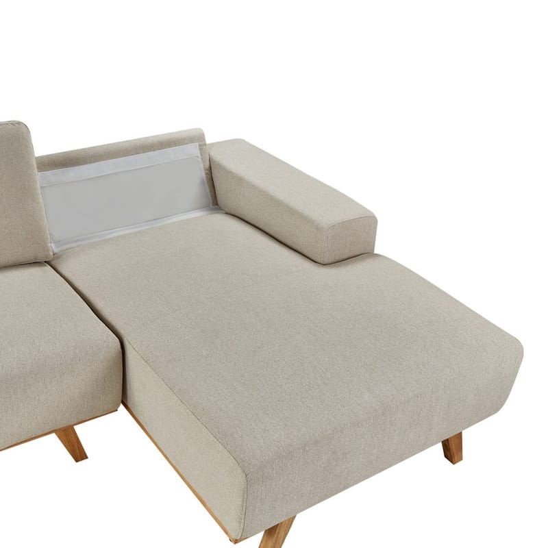 Hjørnesofa Nora - Beige, lyst træ/Venstrevendt - Møbler - Sofaer - Hjørnesofa