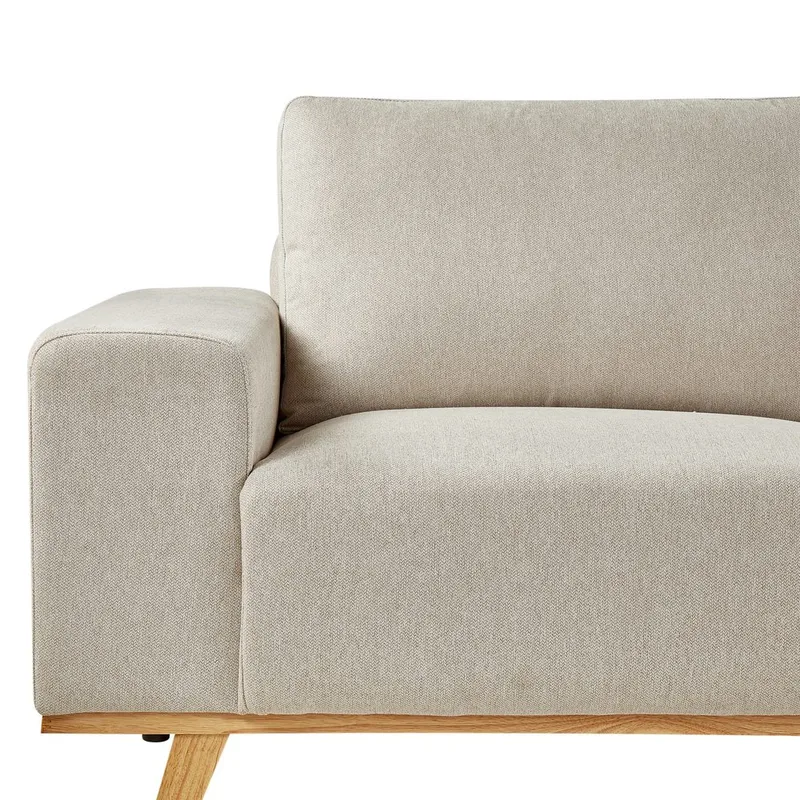 Hjørnesofa Nora - Beige, lyst træ/Venstrevendt - Møbler - Sofaer - Hjørnesofa - Hjørnesofa med chaiselong
