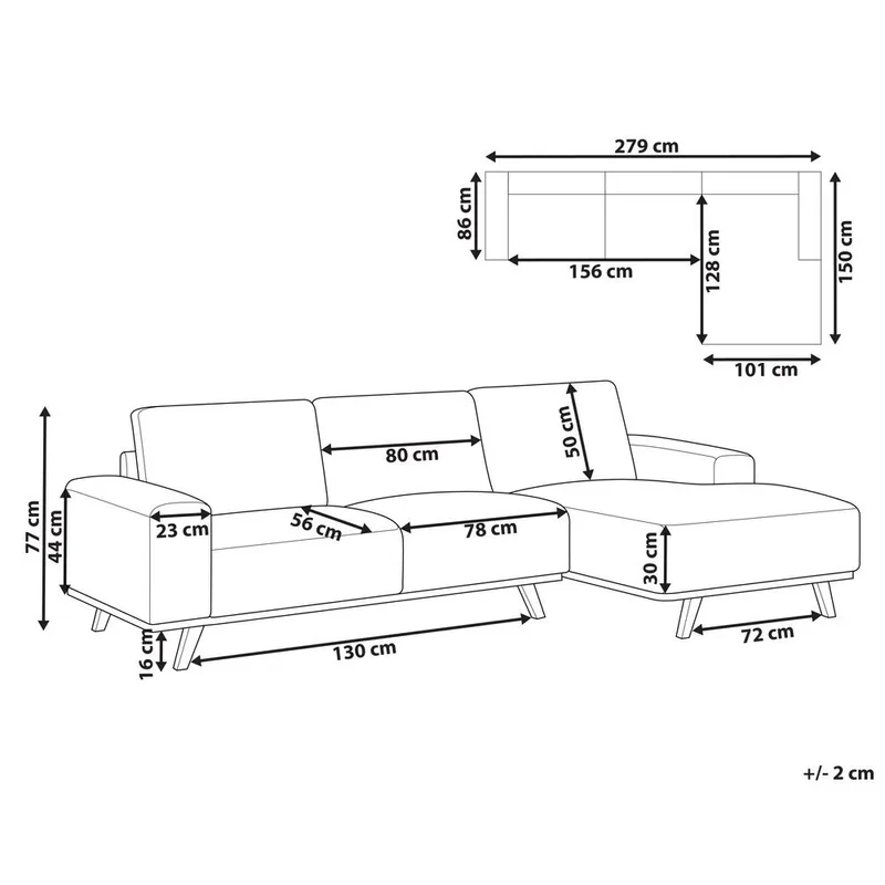 Hjørnesofa Nora - Beige, lyst træ/Venstrevendt - Møbler - Sofaer - Hjørnesofa - Hjørnesofa med chaiselong