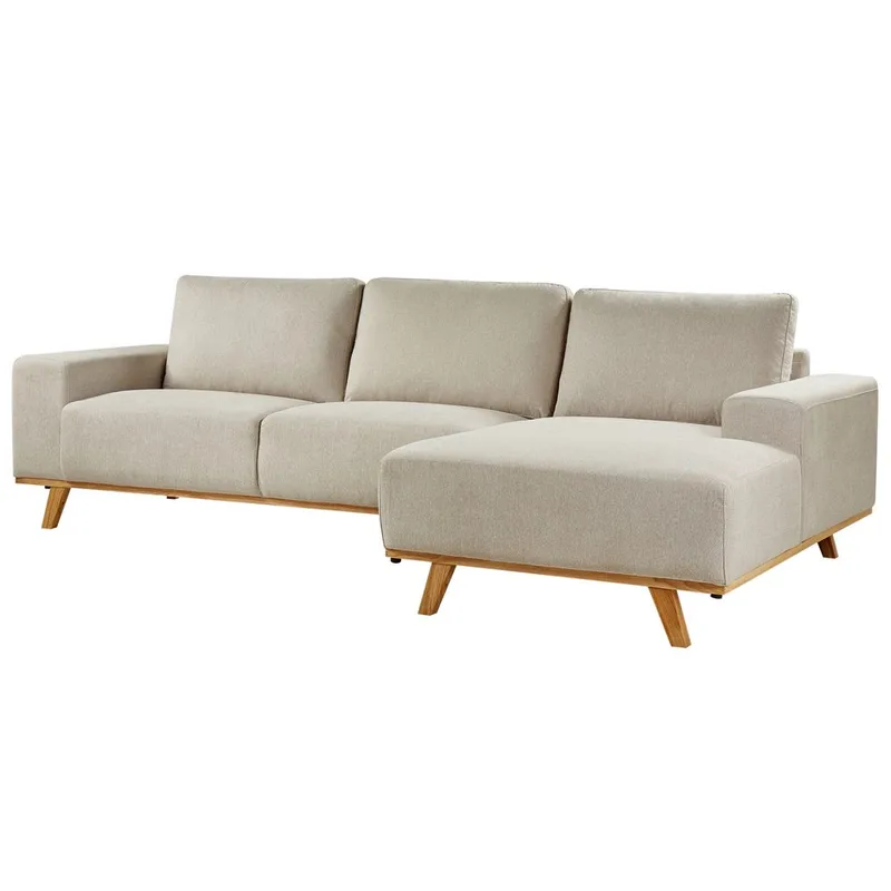 Hjørnesofa Nora - Beige, lyst træ/Venstrevendt - Møbler - Sofaer - Hjørnesofa - Hjørnesofa med chaiselong