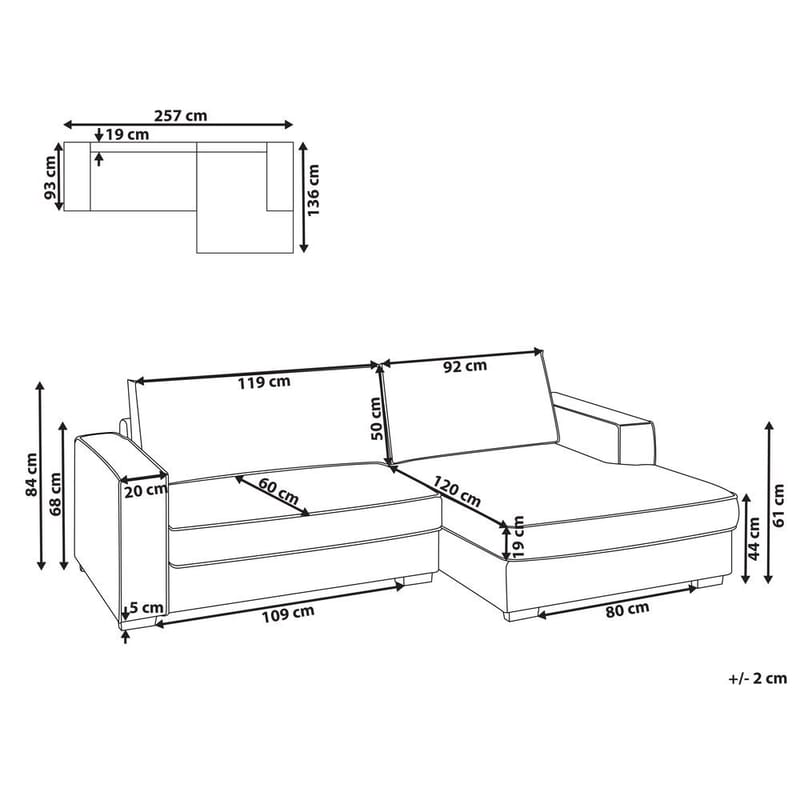 Hjørnesofa Renders - Hvid, Sort - Møbler - Sofaer - Hjørnesofa - Hjørnesofa med chaiselong
