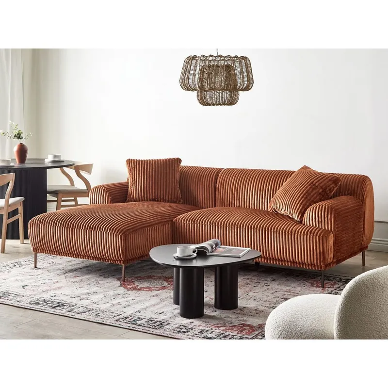 Hjørnesofa Stenum - Brun, messing/Højrevendt - Møbler - Sofaer - Hjørnesofa