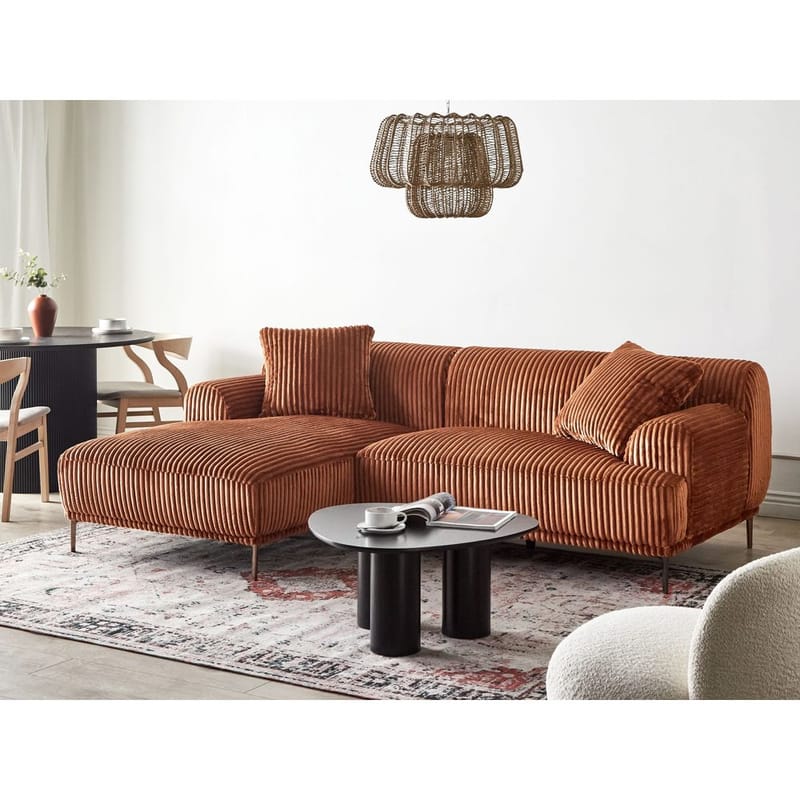Hjørnesofa Stenum - Brun, messing/Højrevendt - Møbler - Sofaer - Hjørnesofa - Howard hjørnesofa
