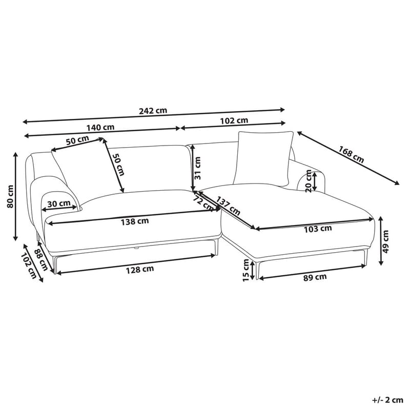 Hjørnesofa Stenum - Brun, messing/Højrevendt - Møbler - Sofaer - Hjørnesofa - Howard hjørnesofa