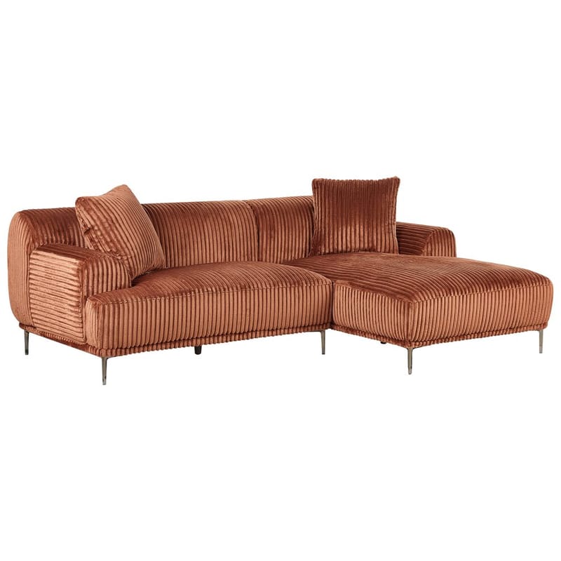 Hjørnesofa Stenum - Brun, messing/Højrevendt - Møbler - Sofaer - Hjørnesofa