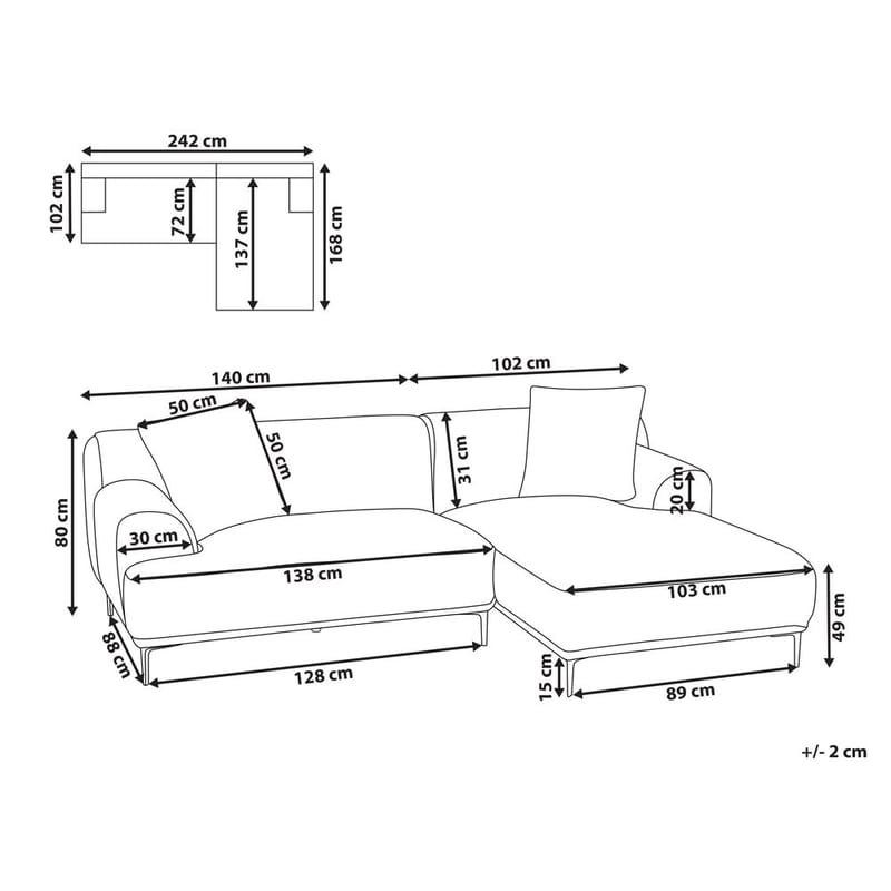 Hjørnesofa Stenum - Hvid, messing/Venstrevendt - Møbler - Sofaer - Hjørnesofa - Howard hjørnesofa