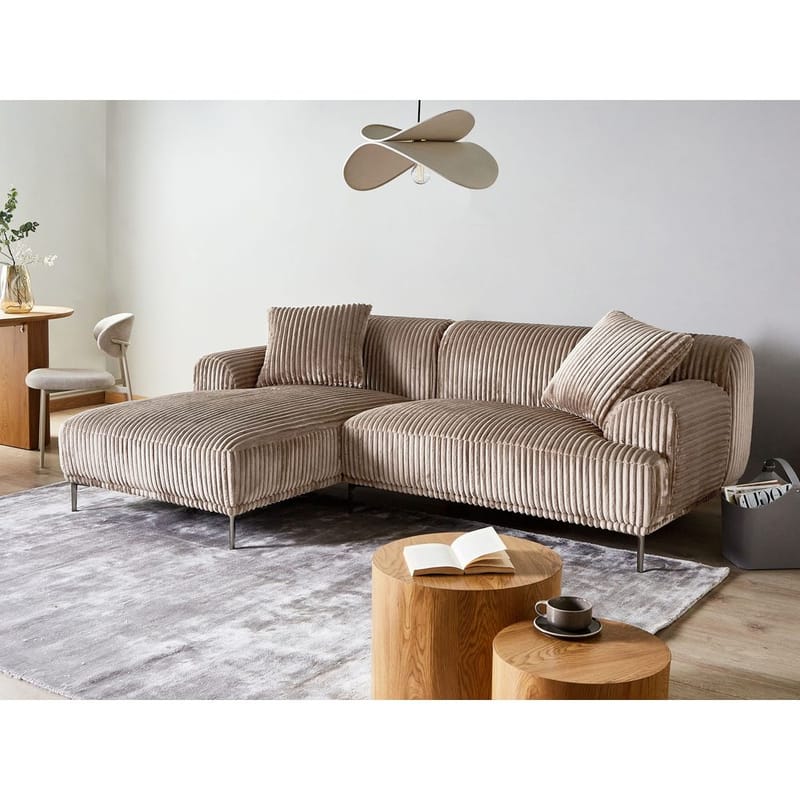 Hjørnesofa Stenum - Lys brun, messing/Højrevendt - Møbler - Sofaer - Hjørnesofa