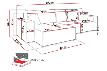 Hobson Sofa med Divan 3-personers - Mørk grå - Møbler - Sofaer - Sofa med chaiselong