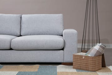 Huelva 3-personers Venstre L-formet Sofa med Chaiselong Dyb med Fodskammel i Stof - Grå - Møbler - Sofaer - Sofa med chaiselong