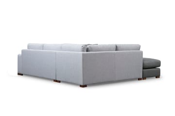 Huelva 3-personers Venstre L-formet Sofa med Chaiselong Dyb med Fodskammel i Stof - Grå - Møbler - Sofaer - Sofa med chaiselong