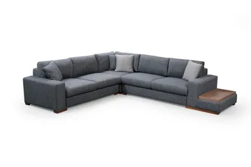 Huelva 5-personers Højrevendt L-formet Hjørnesofa 323 cm med Sidebord i Stof - Grå - Møbler - Sofaer - Hjørnesofa