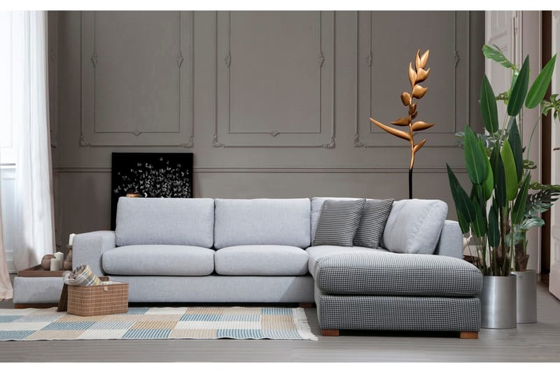 Huelva 5-personers Højrevendt L-formet Sofa med Chaiselong 308 cm i Stof - Grå - Møbler - Sofaer - Sofa med chaiselong