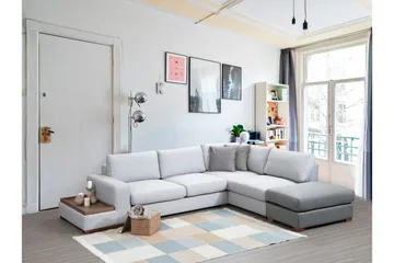 Huelva 5-personers Højrevendt L-formet Sofa med Chaiselong 308 cm i Stof - Grå - Møbler - Sofaer - Sofa med chaiselong