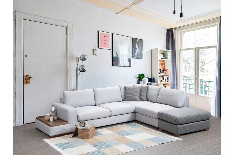 Huelva 5-personers Højrevendt L-formet Sofa med Chaiselong 308 cm i Stof - Grå - Møbler - Sofaer - Sofa med chaiselong