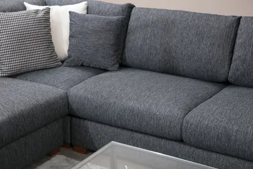 Huelva 5-personers Højrevendt L-formet Hjørnesofa 323 cm med Sidebord i Stof - Grå - Møbler - Sofaer - Hjørnesofa