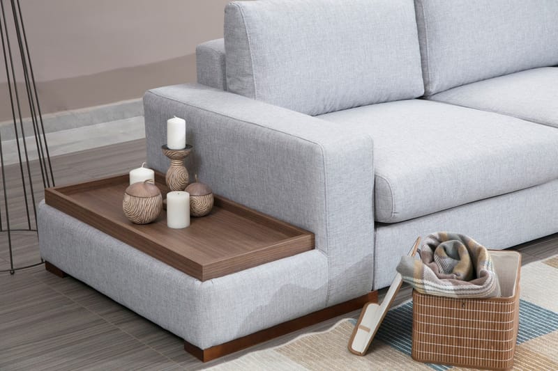 Huelva 5-personers Højrevendt L-formet Sofa med Chaiselong 308 cm i Stof - Grå - Møbler - Sofaer - Sofa med chaiselong