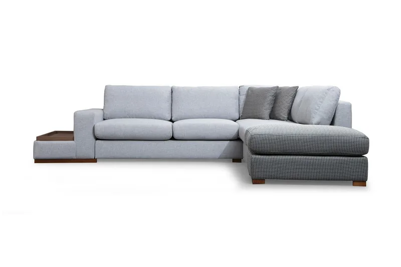 Huelva 5-personers Højrevendt L-formet Sofa med Chaiselong 308 cm i Stof, Grå