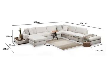 Huelva Chaiselongsofa - Beige - Møbler - Sofaer - Hjørnesofa - Hjørnesofa med chaiselong