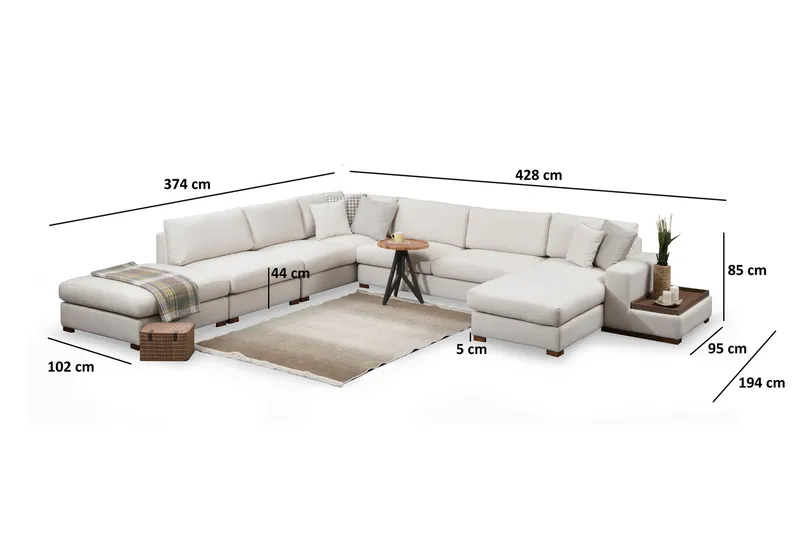 Huelva Chaiselongsofa - Beige - Møbler - Sofaer - Sofa med chaiselong