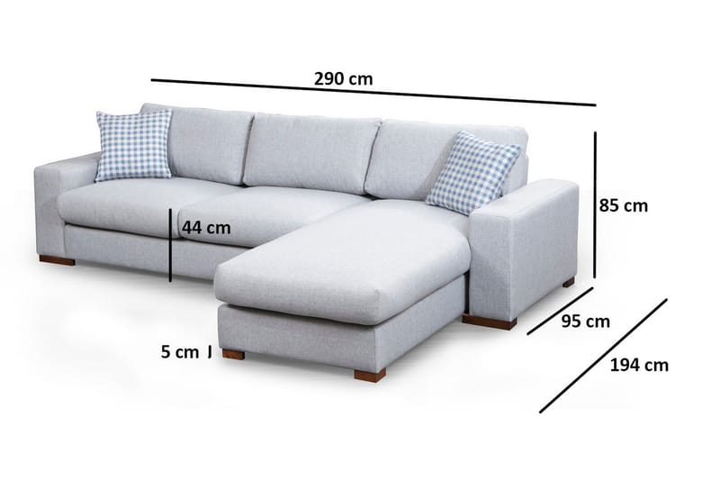 Huelva Chaiselongsofa - Grå - Sofa med chaiselong