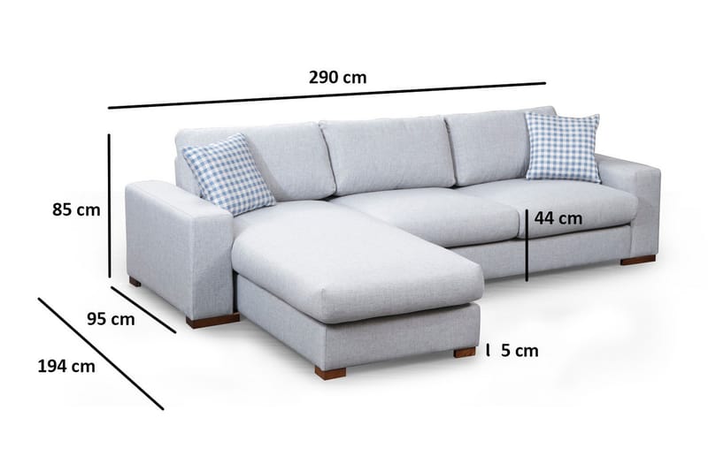 Huelva Chaiselongsofa - Grå - Sofa med chaiselong