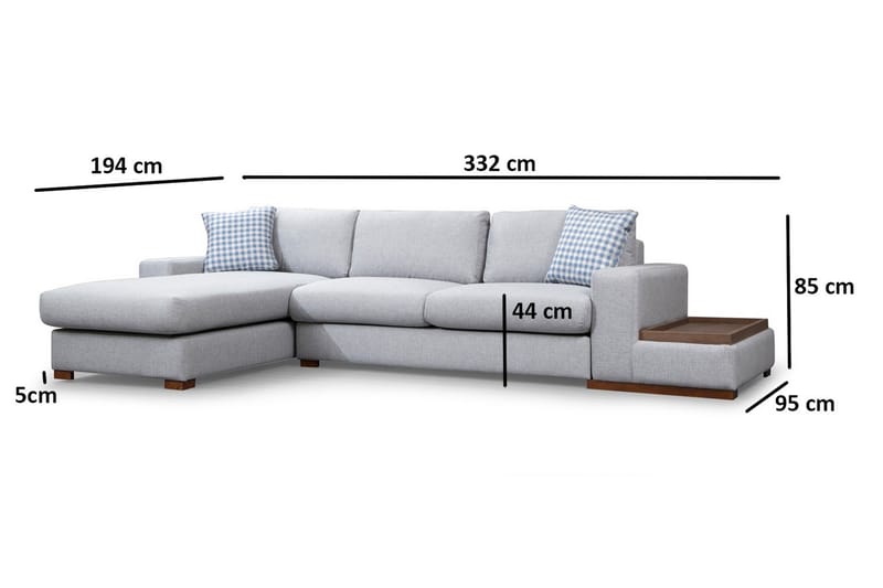 Huelva Chaiselongsofa - Grå - Sofa med chaiselong