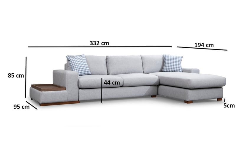 Huelva Chaiselongsofa - Grå - Sofa med chaiselong