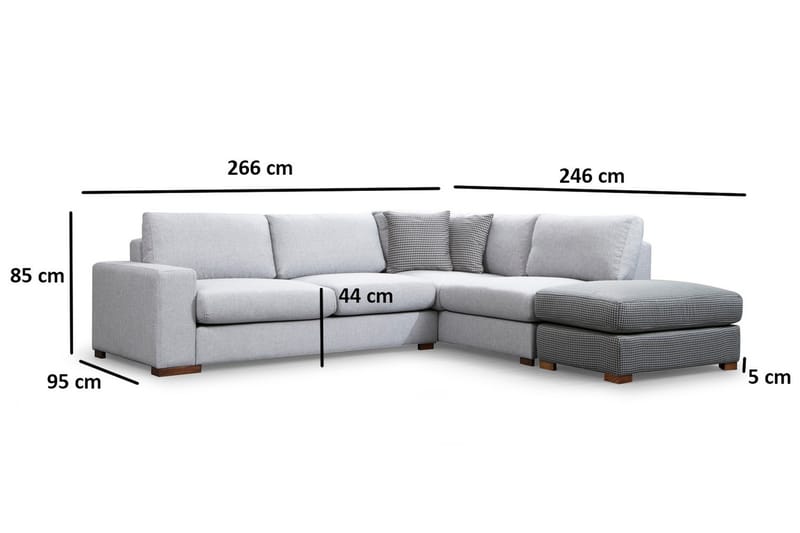 Huelva Chaiselongsofa - Grå - Sofa med chaiselong