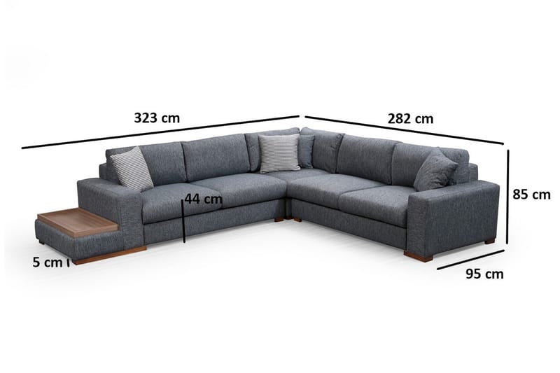 Huelva Chaiselongsofa - Grå - Sofa med chaiselong