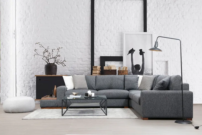 Huelva Chaiselongsofa - Grå - Møbler - Sofaer - Hjørnesofa - Hjørnesofa med chaiselong