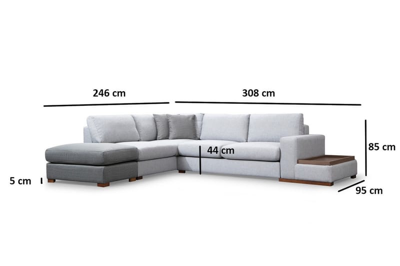 Huelva Chaiselongsofa - Grå - Møbler - Sofaer - Sofa med chaiselong