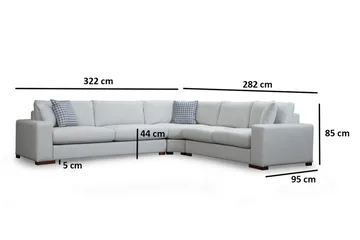 Huelva Højrevendt L-formet Hjørnesofa 322 cm i Stof med Brede Armlæn - Beige - Møbler - Sofaer - Hjørnesofa