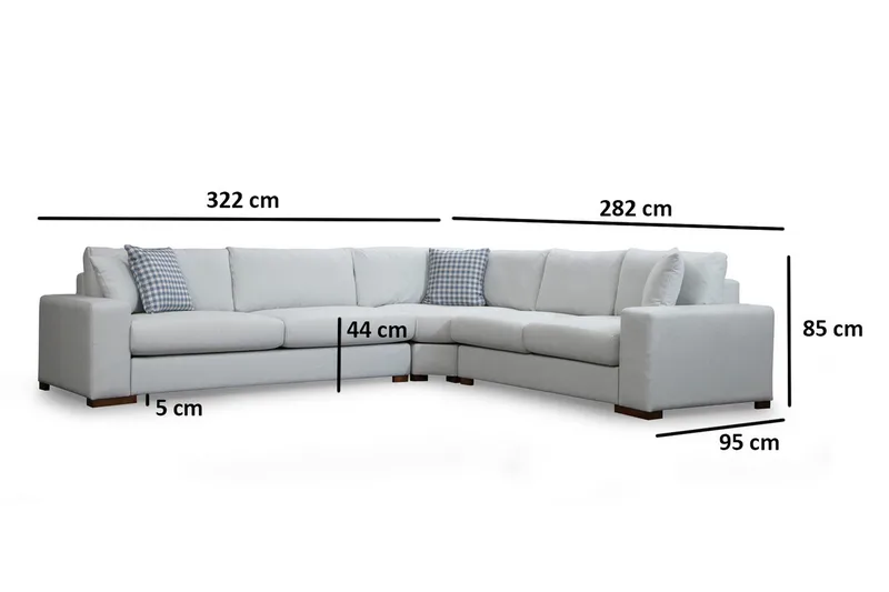 Huelva Højrevendt L-formet Hjørnesofa 322 cm i Stof med Brede Armlæn - Beige - Møbler - Sofaer - Hjørnesofa
